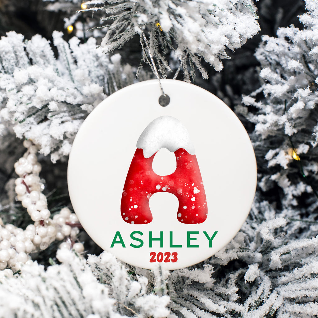 Personalized Family Christmas Ornament, Personalized Name Christmas Ornament, Monogram Alphabet Ornament, Custom Initial Ornament - FREE BOX