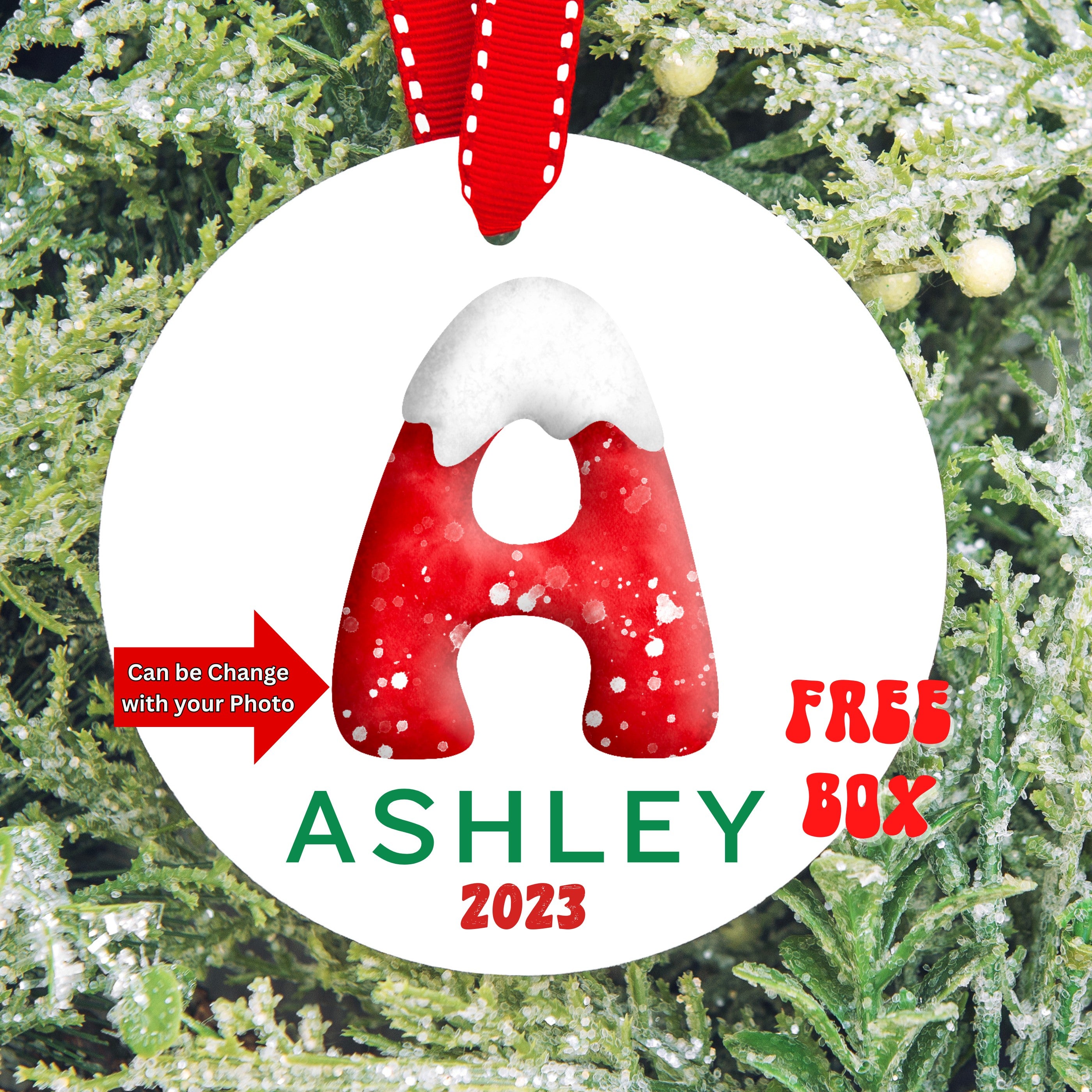 Personalized Family Christmas Ornament, Personalized Name Christmas Ornament, Monogram Alphabet Ornament, Custom Initial Ornament - FREE BOX