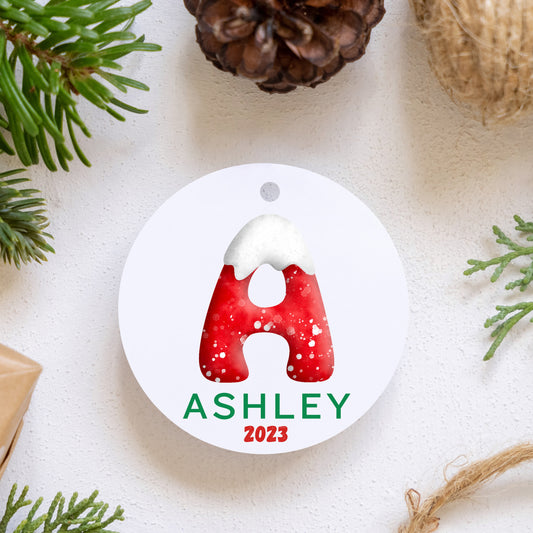 Personalized Family Christmas Ornament, Personalized Name Christmas Ornament, Monogram Alphabet Ornament, Custom Initial Ornament - FREE BOX